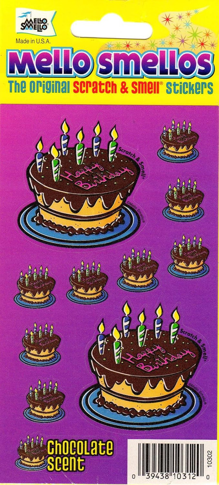 Birthday Cake Chocolate Scent Scratch and Smell Scrapbook Stickers (10302)