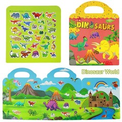 3 Set Reusable Sticker Books for Kids Ocean Zoo Animals Dinosaur Age 3-5