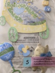 EK Success Jolee’s Boutique 3D STICKERS CRADLE BABY CRIB BALLOON BEAR PACIFIER