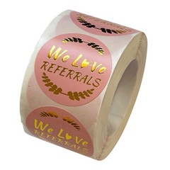 We Love Referrals(Kraft)/ Thank You for Your Order Stickers 500/Roll, Free Ship