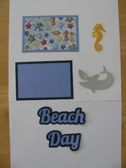 BEACH DAY Scrapbook Pre-Made Set 2 Photo Mats, Title, Shark, & Seahorse