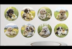 40 PCs Round 1” Adorable Puppies & Chicks Stickers Spring Easter Decor Env Seals
