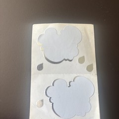 Vtg Mrs Grossman’s Rain Cloud Stickers White & Silver Metallic Rain Drops