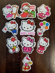 STICKERS x 10 Kitty Painter Lollipop Balloon Flag Flowers Dress JE23