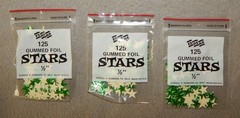 3 Packs Vintage Green Star Foil Gummed Stickers (1/2″, 125 per pack, 375 total)