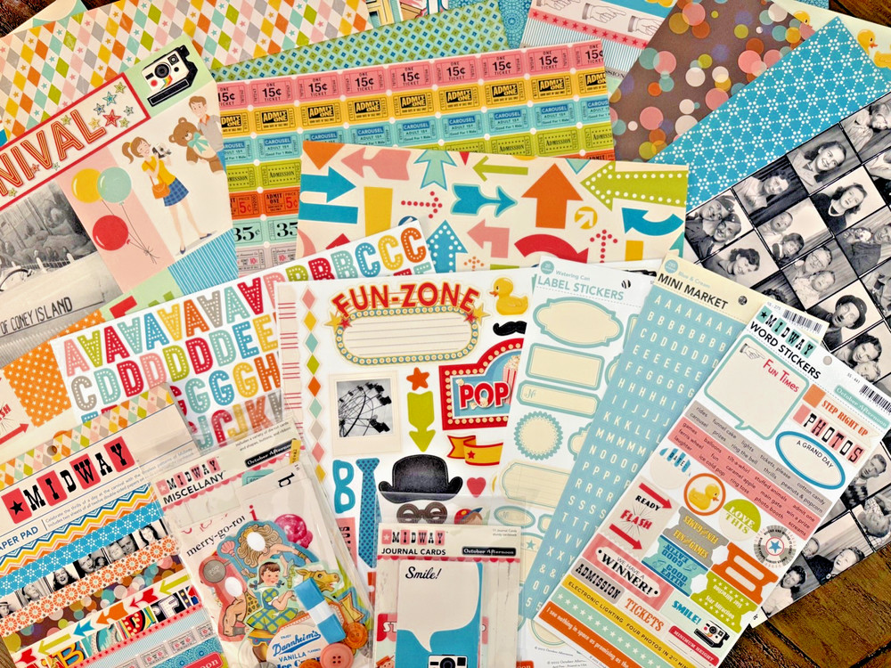 October Afternoon Midway Scrapbook Kit 1 2012 Rare Vintage Carnival Lot (76)