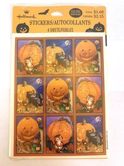 Vtg Hallmark Halloween Stickers Pumpkins Squirrels Chipmunks NOS Sealed
