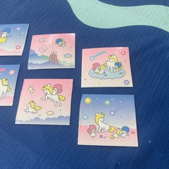 Vintage 80s Sanrio Stickers, Little Twin Stars 6 Pages From Booklet, Unicorns