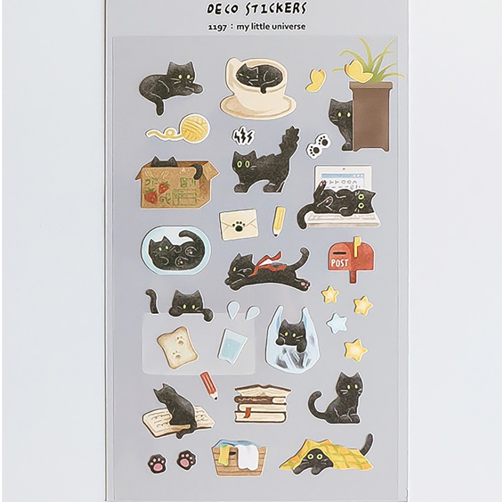 Kawaii Black Cat Deco Stickers Planner Diary Journal Scrapbook Craft Stationery