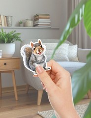 Gray Squirrel Die Cut Vinyl Stickers Set Scrapbooking Laptop Water Bottle