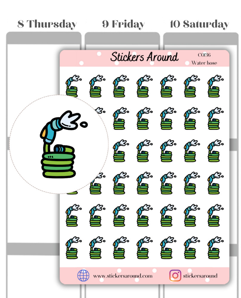 Water Hose Icon Planner Sticker, Chores Sticker, Calendar & Journal Stickers