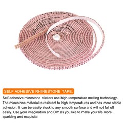0.2 Inch Self Adhesive Rhinestone Strips 3 Yard for Crafts,Light Pink