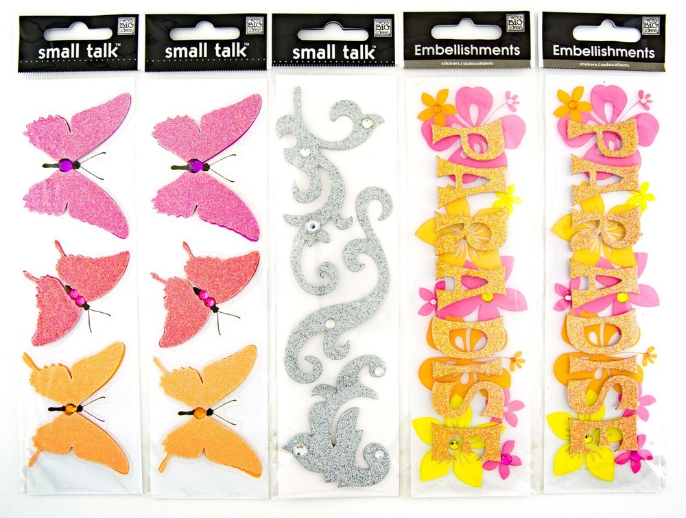 Me & My Big Ideas Small Talk 5pk Stickers Lot Butterflies Paradise Flourishes