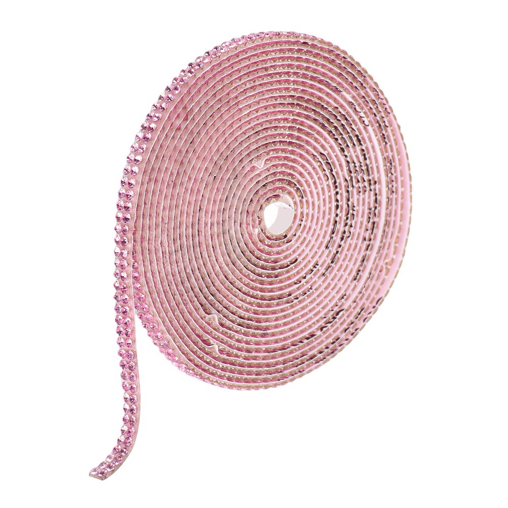 0.2 Inch Self Adhesive Rhinestone Strips 3 Yard for Crafts,Light Pink