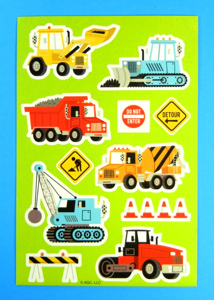 Vintage American Greetings Construction Vehicles Kids Sticker Sheet AGC
