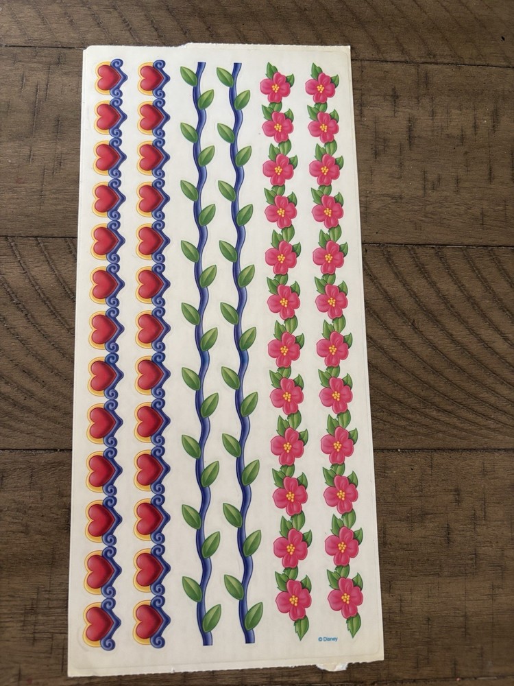Disney Snow White Princess Hearts Love Flowers Borders Large Sticker Sheet