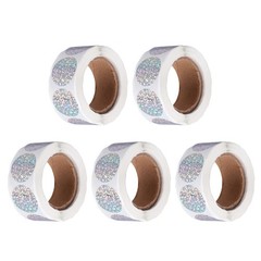 5 Rolls Office Student Classroom Supplies Holographic Sealing Labels