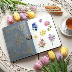 300pcs Transparent Flower Stickers Floral Decals Scrapbook Journaling Bible