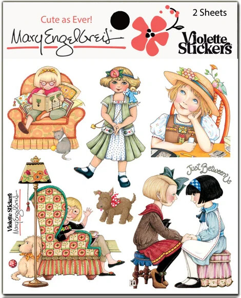 Mary Engelbreit Stickers 2 Sheets Whimsical Just Between Us Girls Chatting Dogs