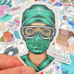 50 Pcs Cartoon Nurse Stickers – Waterproof Vinyl Decals for Smooth Surfaces