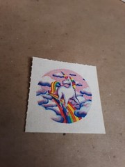 Vtg 1980’s Lisa Frank Sticker Rainbow Unicorn 1.5″ Circle Clouds