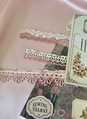 Vintage Sewing Junk Journal Kit Handmade Ephemera Stickers Tags Fabric 108 Piece