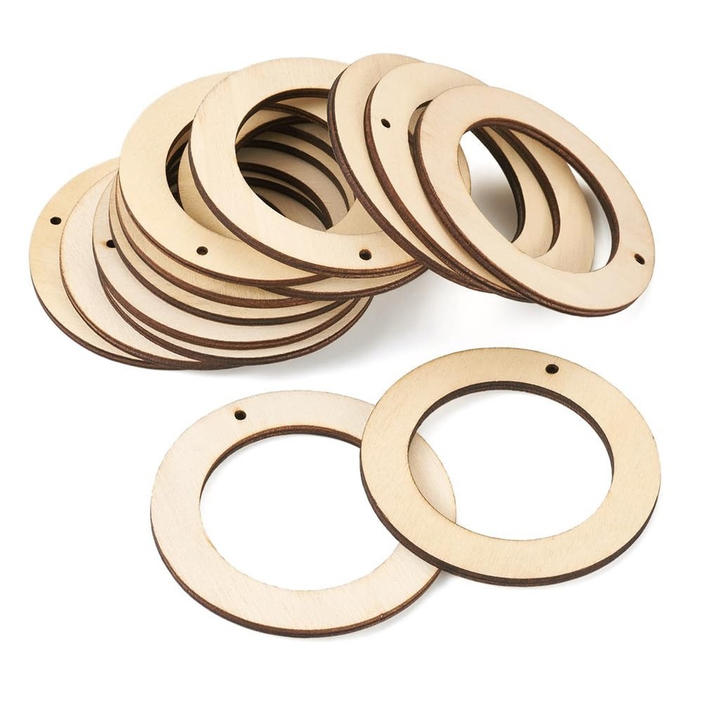 Elecrelive 30Pcs 4 Inch Small Wooden Ring for Crafts, Unfinished Wood Pieces …