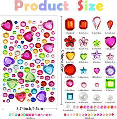 2774PCS Gem Stickers, Self Adhesive Gems for Crafts, Acrylic Bling Heart Sticker