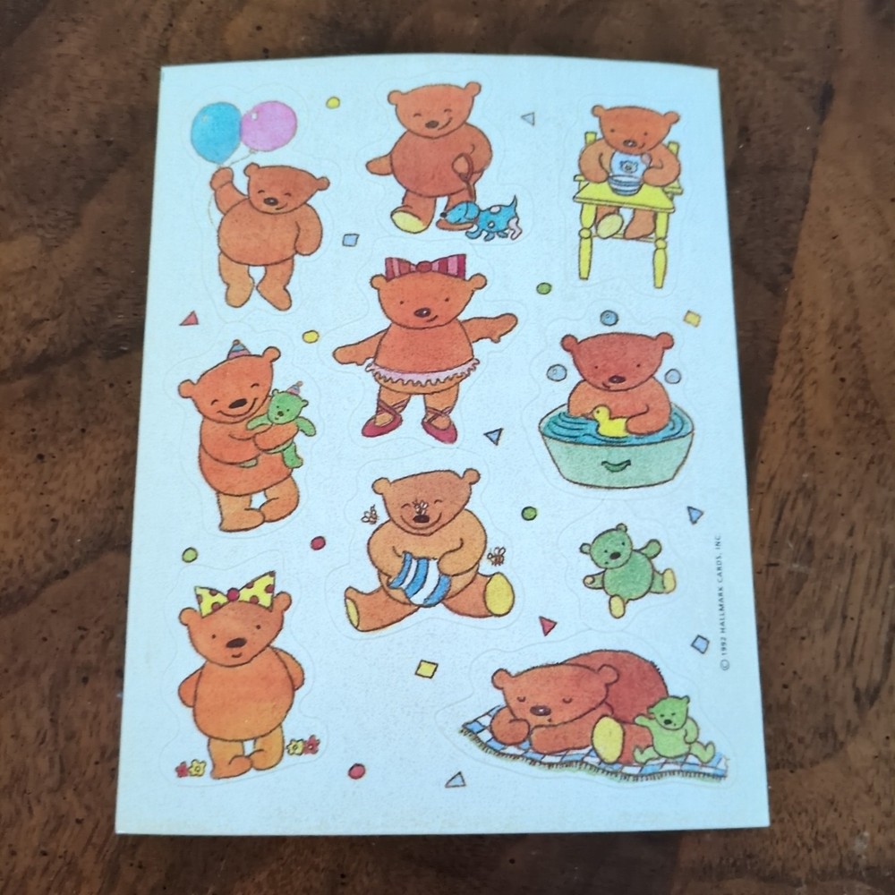 Teddy Bear Stickers Vintage 1992 Hallmark 1 Sheet