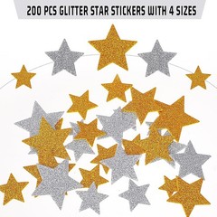 100 PCS Glitter Foam Stickers Gold Silver Foam Star Stickers Self Adhesive Glitt