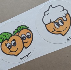 Vintage Matte CTP Peach Scratch & Sniff Sticker Strip of 3