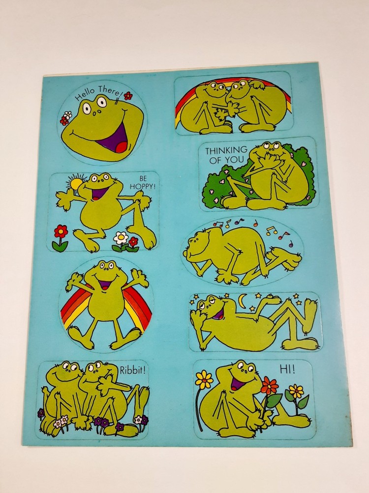 vintage 80’s Gibson frogs sticker sheet *damaged*