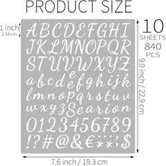10 Sheets White Alphabet Number Stickers 1 Inch Self Adhesive Vinyl Letters Set