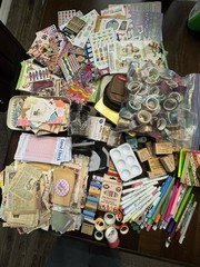 Huge lot of junk journal scrapbook supplies paper stickers washi tape