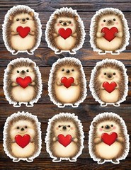 Hedgehog with a Heart Die Cut Vinyl Stickers Set Scrapbooking Laptop Waterbottle