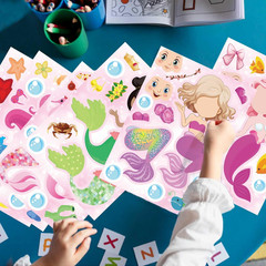 48PCS Mermaid Stickers for Kids, Make-A-Face Stickers for Crafts & Activities