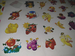 Vintage Stickers HIGHLIGHTS Magazine x2pgs Smiles Scratch & Sniff Fruits Stars
