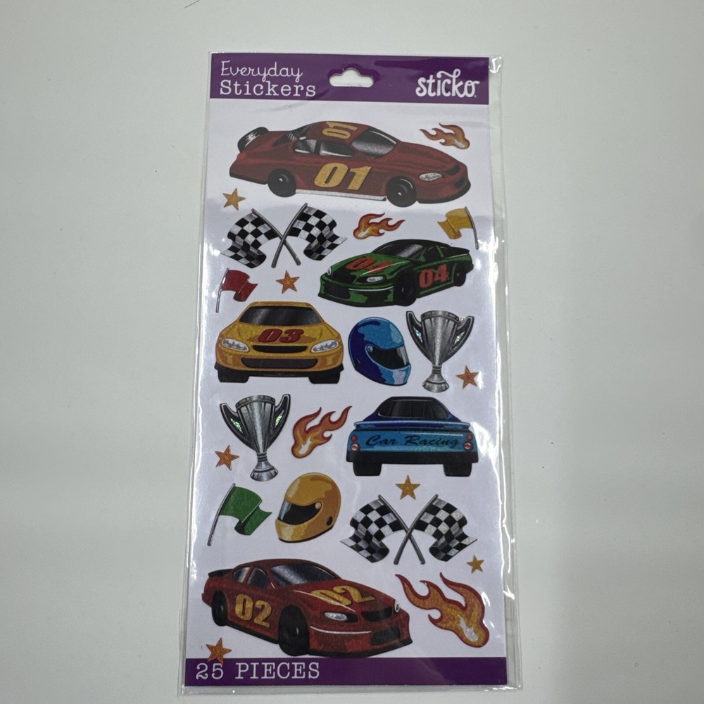 Racing Racecar Checkered Flag Trophy Helmet NASCAR Stickers