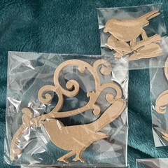 Lot of (7) Cardboard Accents/Embellishments, Scrolls, Birds, New