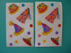 Vintage 1989 Mrs. Grossman’s Stickers PARTY HATS (2) Mods 2″x3.25″