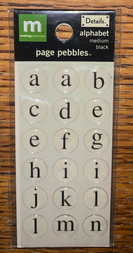 Making Memories Details Alphabet Med Black Page Pebbles letter Scrapbook Sticker
