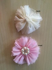 DIY Large Shabby Chiffon Flower with Pearl Rhinestone Embellishment Craft