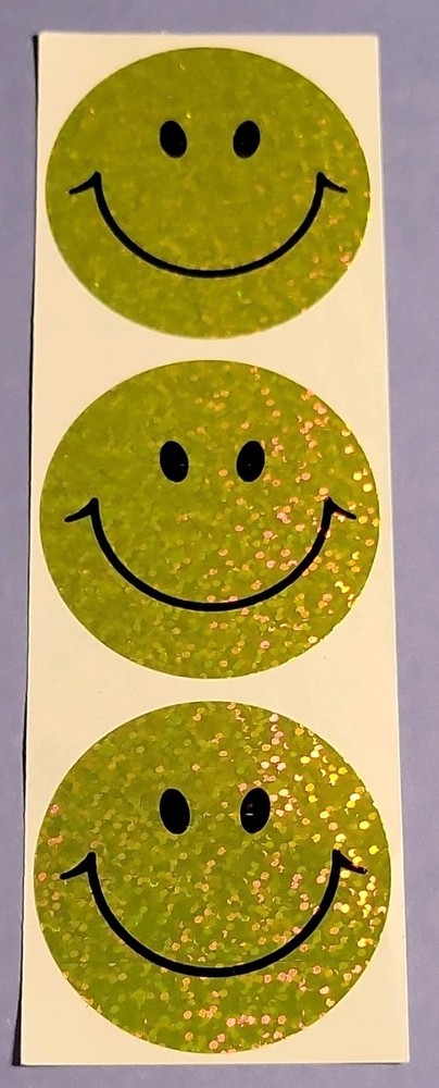 Sandylion Glitter Yellow & Black Smiley Face Emoji Stickers Strip