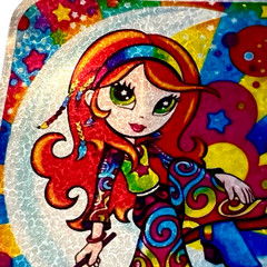 Lisa Frank Prism Sticker Holographic Moon Girl Fantasy Vintage Reproduction