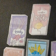 Hand Crafted and Cut Pocky Food & Drink Themed Stickers 15 pack