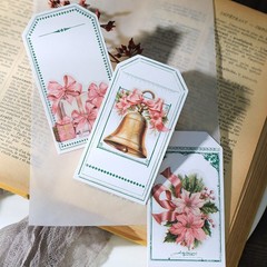 36 pcs Pink Christmas Translucent Vellum Matte Surface Paper Sticker Scrapbook
