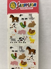 Vintage Sandylion Stickers Farm Animals Cow Chicken Bunny Sealed