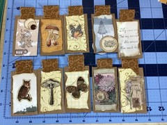 Set of 10 Handmade Vintage Junk Journal Tags – Mushrooms, Butterflies, Woodland