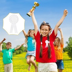 White Blank Award 1st Place Rosette Prize Winner Recognition Ribbons 6 PCS