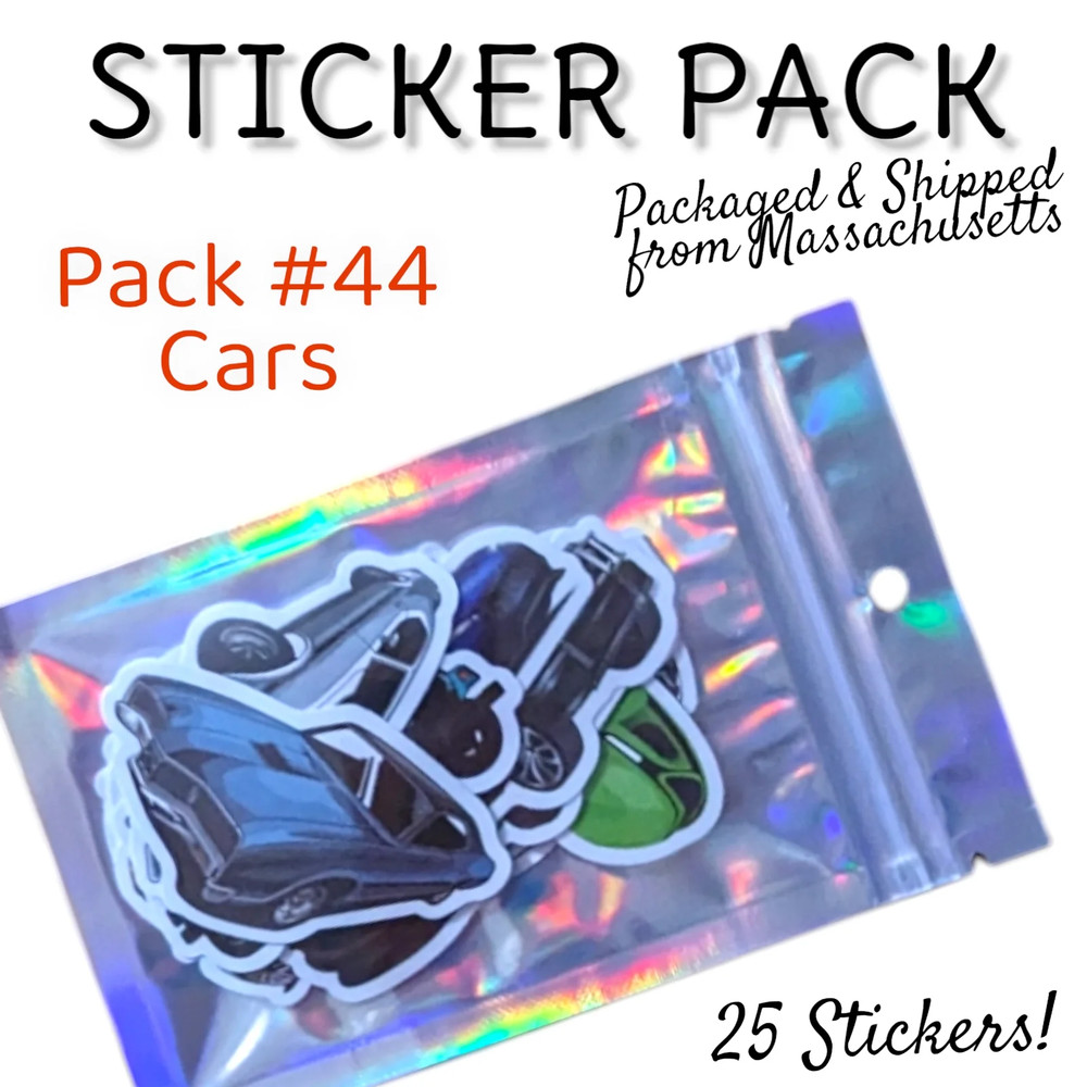 STICKER PACK – Pack #44 – 25 Pieces – Cars